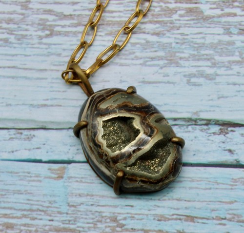 Pyritized ammonite necklace - pyritized,